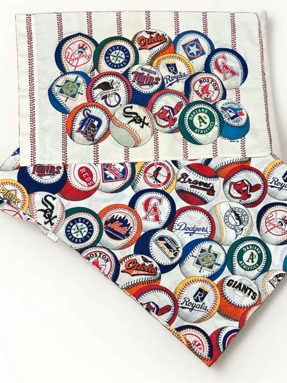 Vtg MLB Team Logo Twin Flat Sheet With tPillowcase 1993 The Bibb Company